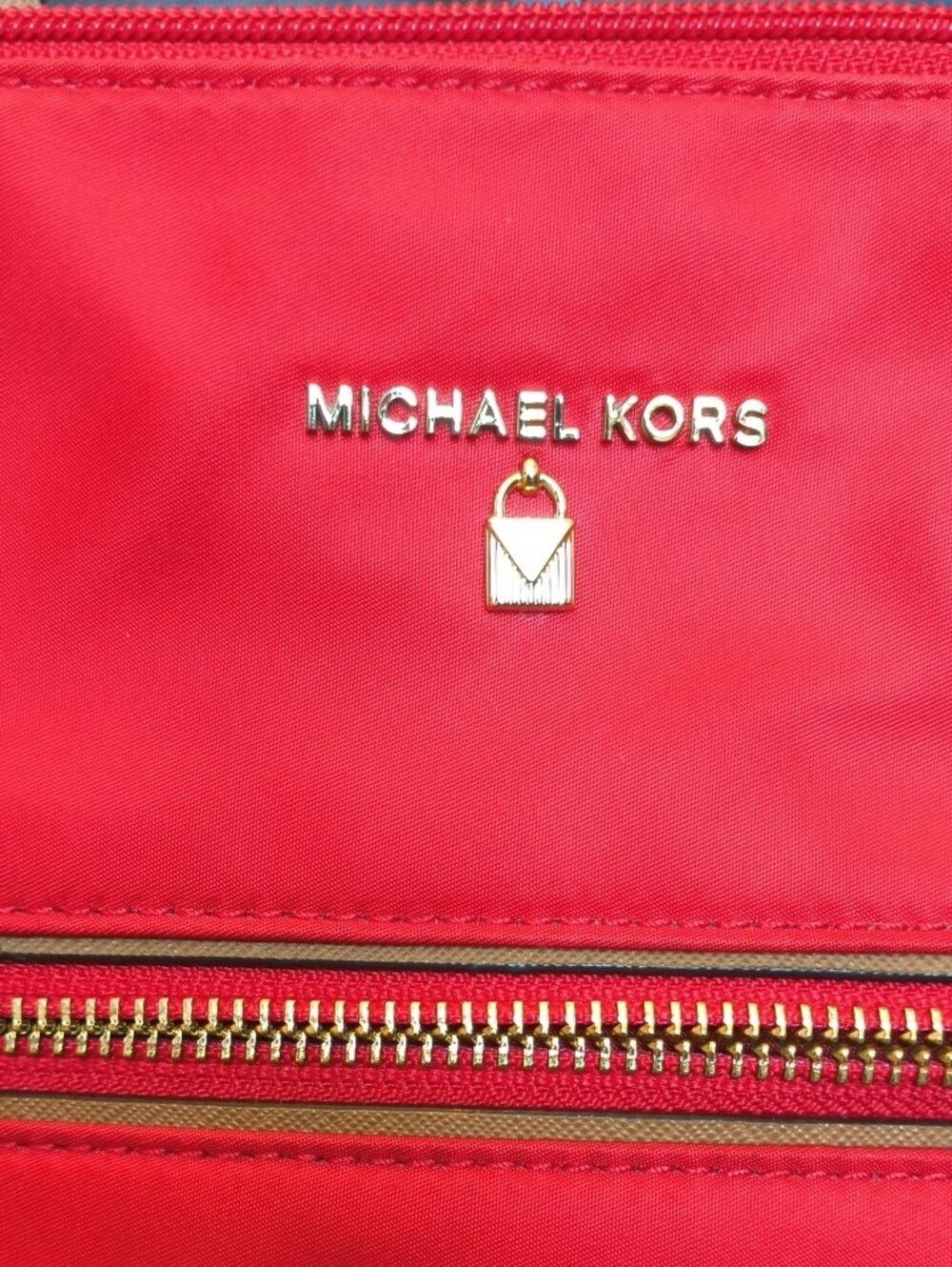 Michael Kors Bright Red Tote with Tan Straps - Picture 2 of 6